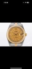 Tudor Prince Date 18K Gold & SS Gold Linen Diamond Dial Auto 74033 W/ B&P 2