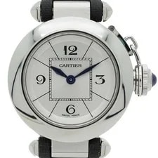 Cartier — Cartier Miss Pasha Quartz W3140025 Silver Black Leather Belt Silver — Watch — deal