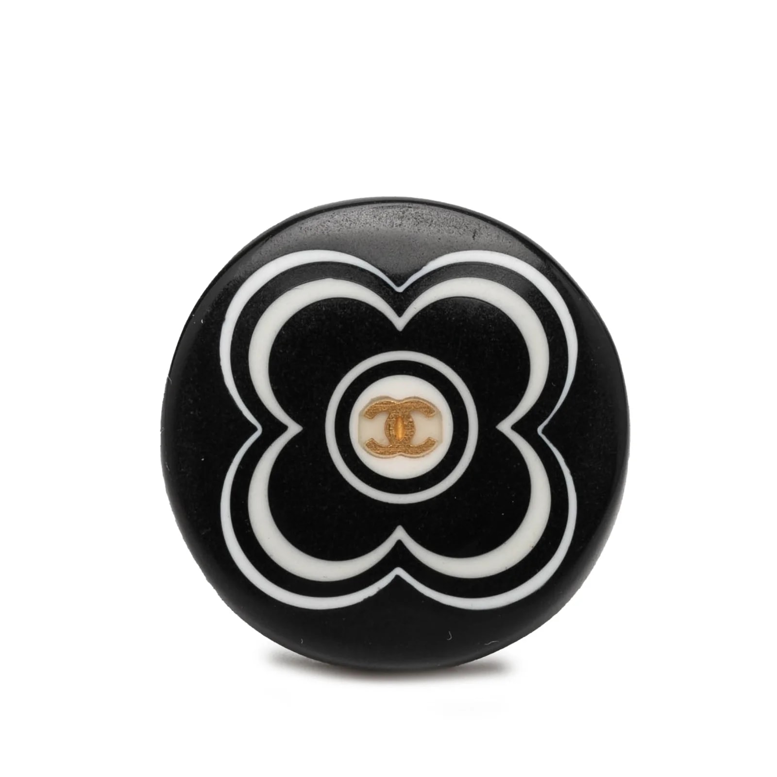 Chanel — Resin and Tone CC Logo Camellia — Jewelry — resale