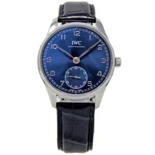 IWC Portugieser IW358305 40 Mm Steel Blue Dial Leather *2YEAR Warranty* #1982-1 2