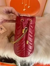 Gucci GG Marmont Mini Bucket Chevron Chain Strap 4