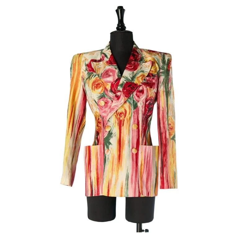 Jean Paul Gaultier — Double Breasted Jacket With Flower Print Jean-paul Gaultier — Clothing — resale