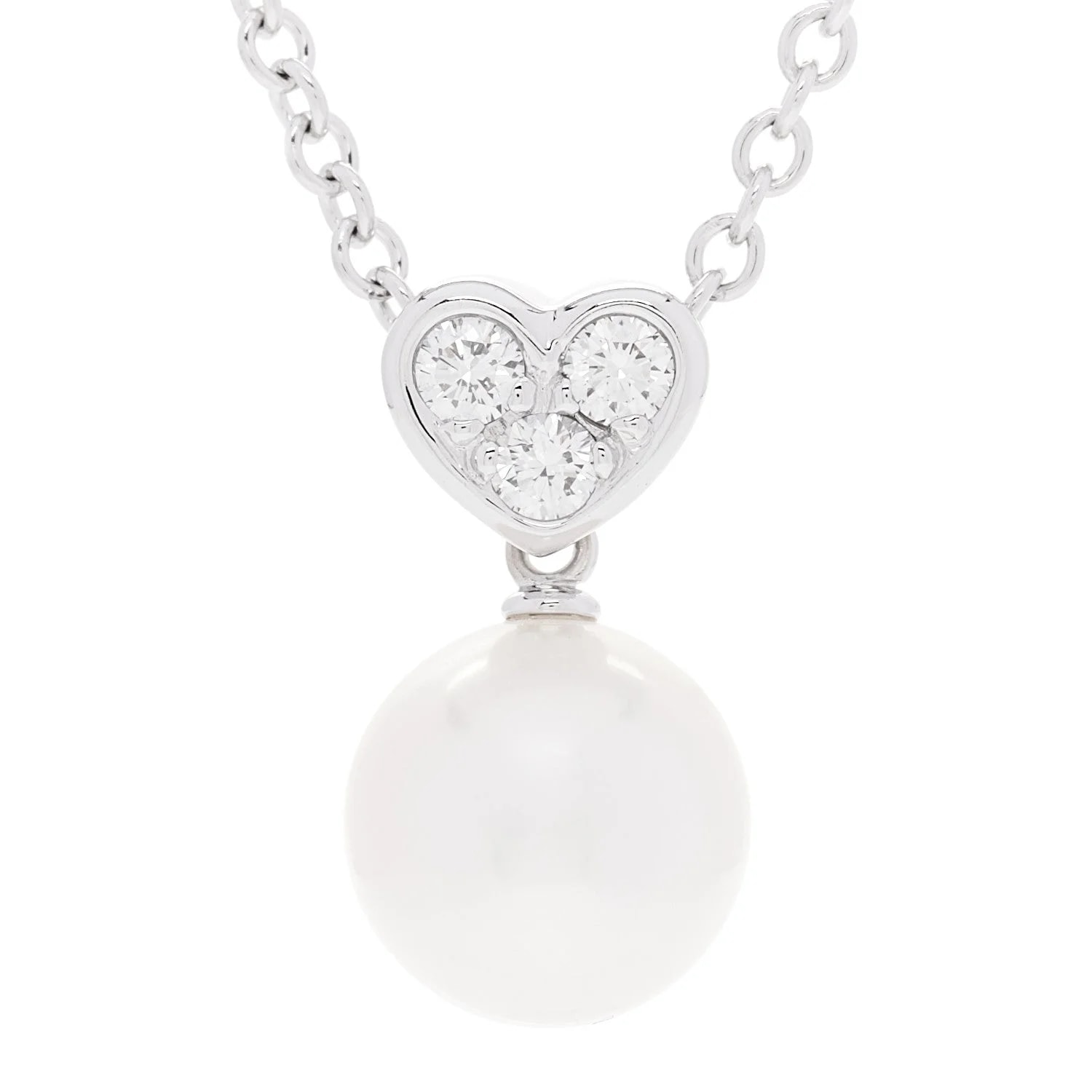 18K White Gold Akoya Cultured 8mm Heart Drop 4