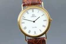 For Parts Omega de Ville Cal.1377 White Roman Dial Quartz From Japan — Watch — resale