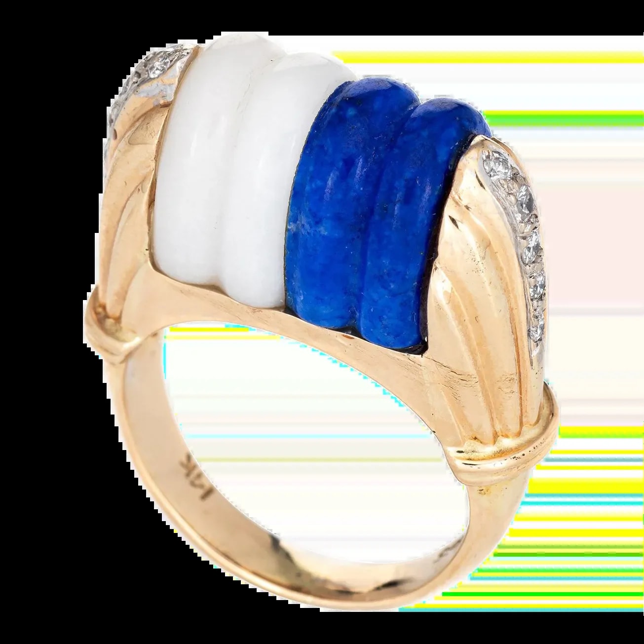 Mid 20th Century Mid Century Fluted Sodalite Cocktail Size 6.5 — Jewelry — resale