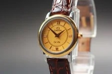 [N ] Omega de Ville 595.1471 Cal.1471 Gold Roman Dial Quartz 2