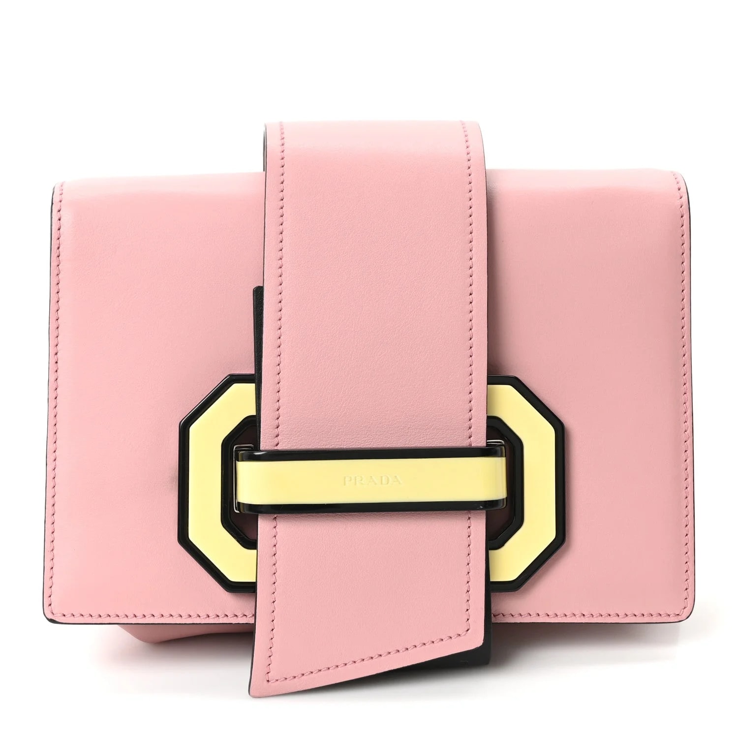 Prada — City Calf Plex Ribbon Pesco Giallo — Handbag — resale