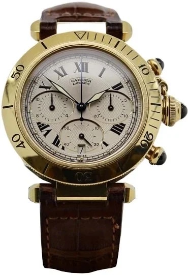 Worldofluxuryus — Cartier Pasha Chronograph 18K Yellow Gold — Watch — resale