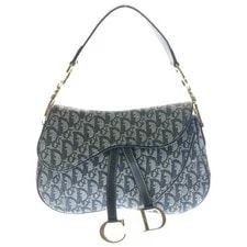 Dior — Christian Dior Trotter Pattern Double Saddle Ha — Handbag — resale