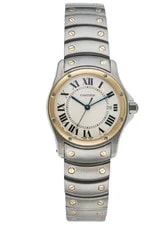 Cartier — Cartier 30mm Santos Rondo Galbee 1551 18K Yellow Gold Quartz White Dial — Watch — resale