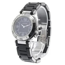 Cartier Pasha DE Chronograph W3140003 33mm SS Black #C6668 2