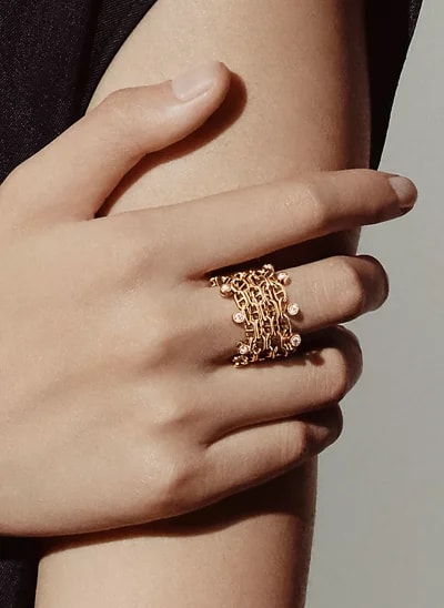 Hermés Yellow Gold Chaine D'Ancre Calypso Set With Diamonds Size 53 2