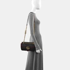 Gucci GG Marmont Logo Color-Blocked Chain Quilted - Excellent #YQ1Q10 2