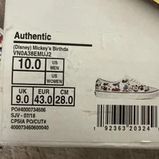 Disney Vans /W Box Mickey's Birthday 90th Anniversary US 10 Shoes 2