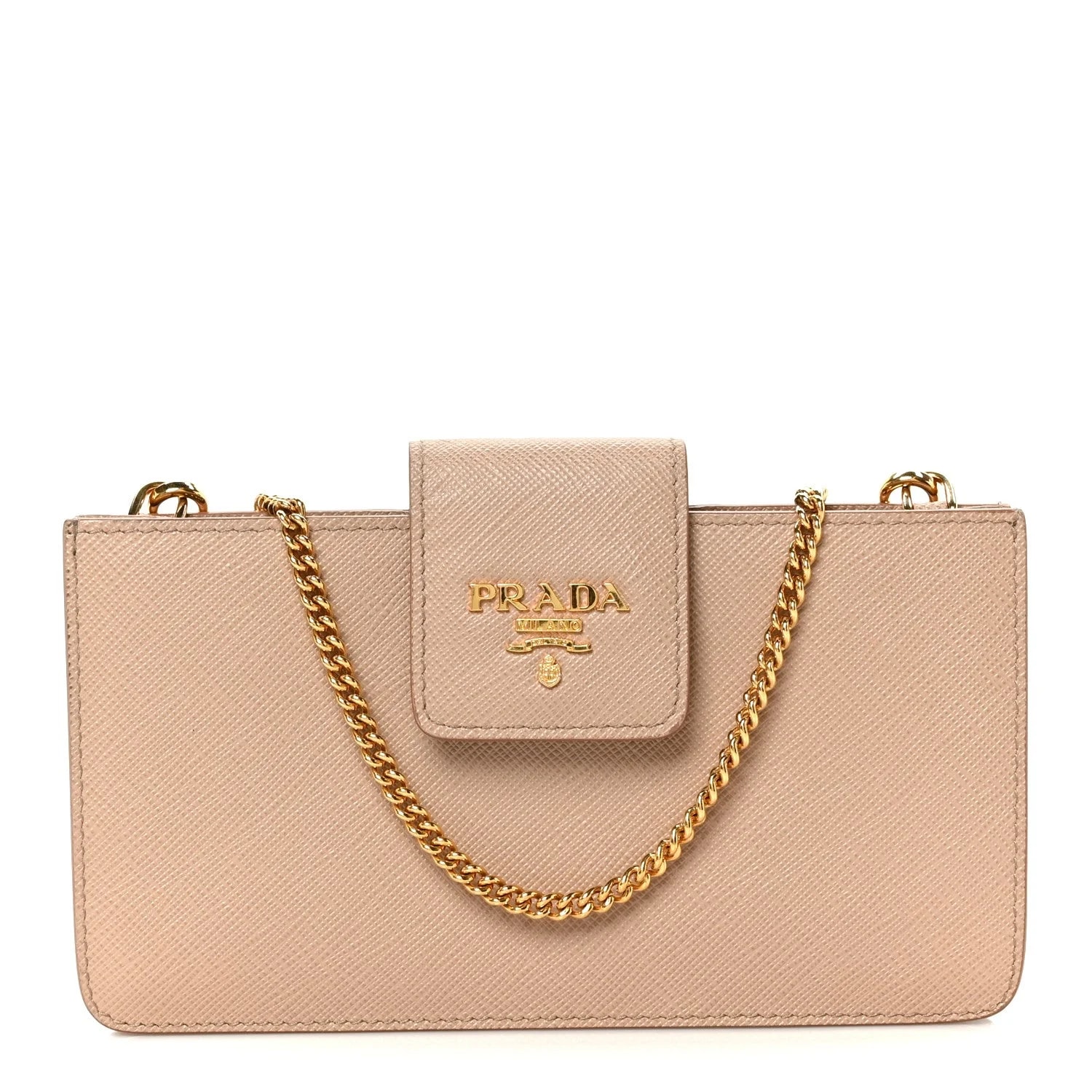 Prada — Metal Phone Wristlet Crossbody Wallet Cammeo — Accessory — resale