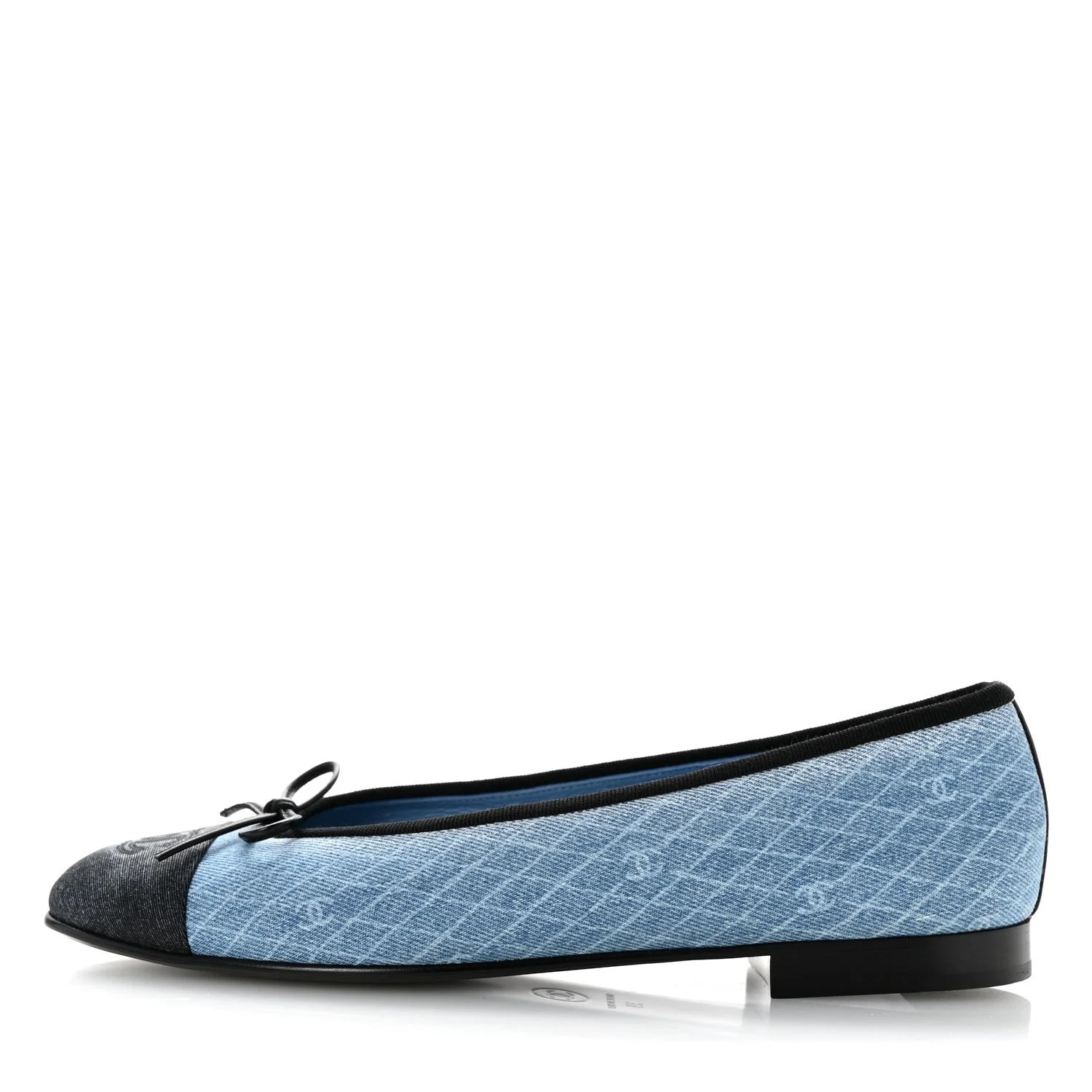 Chanel — Printed Quilt CC Cap Toe Ballerina 39 Dark — Designer Shoe — resale