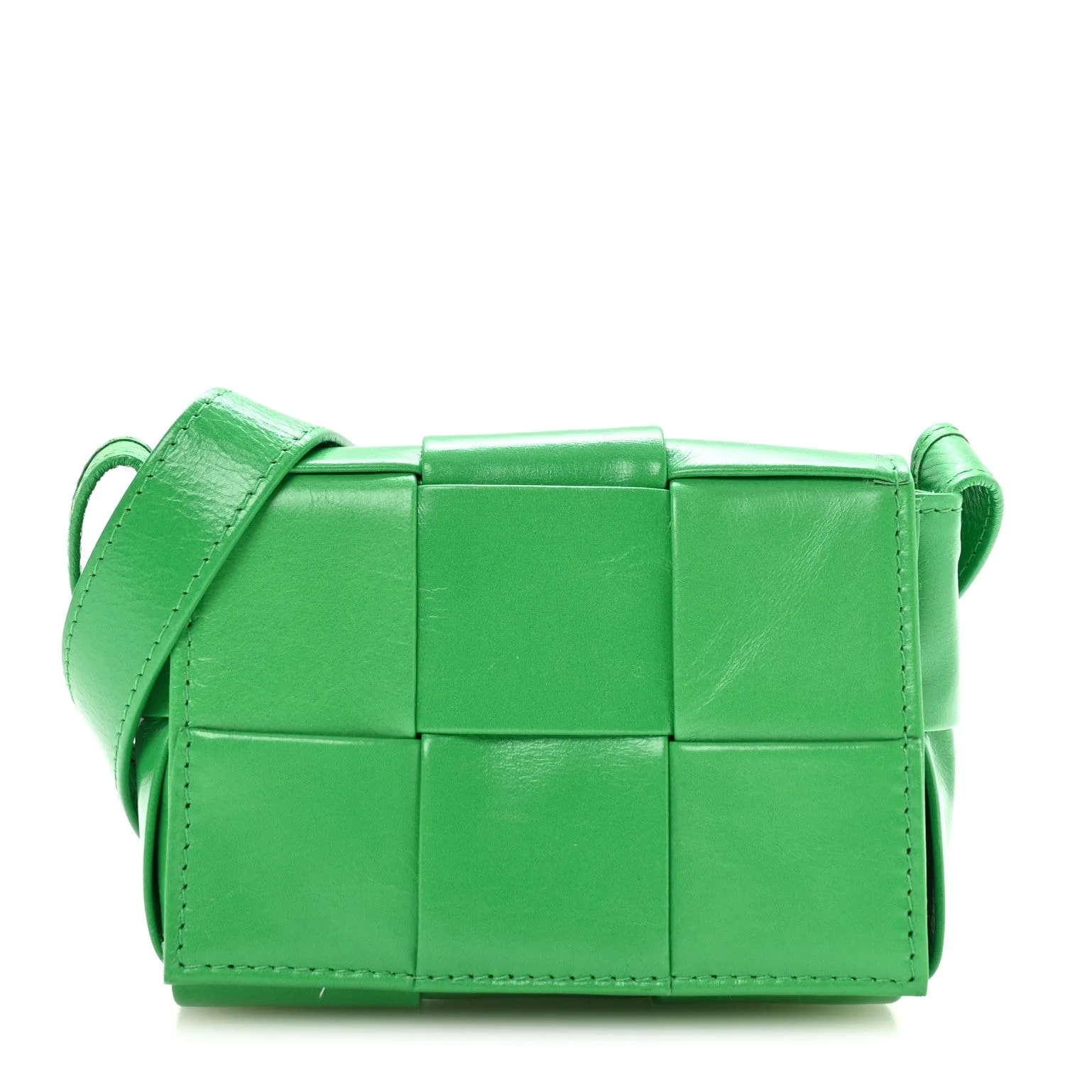 Bottega Veneta — Crinkled Maxi Extra Mini Cassette Crossbody Parakeet — Handbag — resale