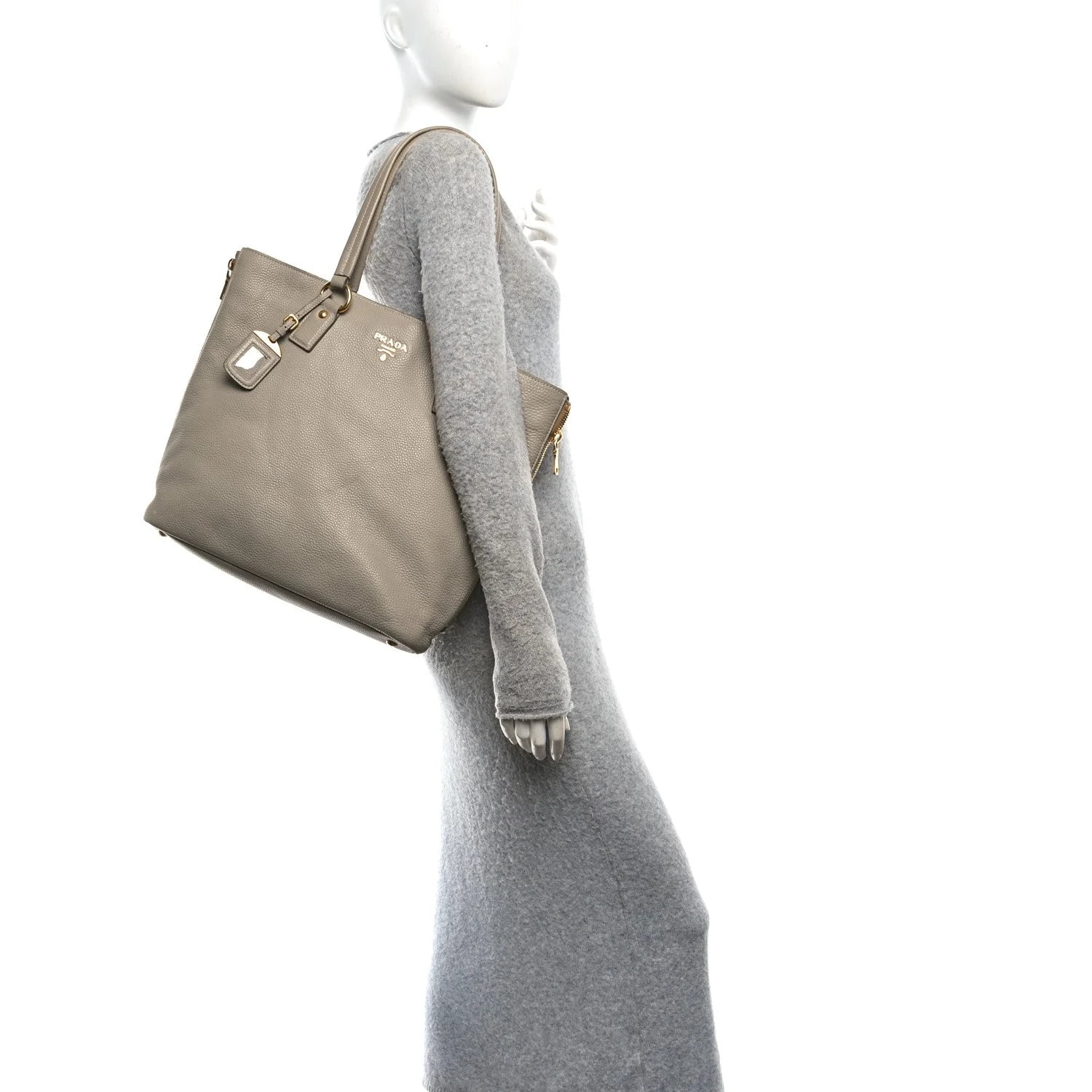 Vitello Daino Side Zip Shopper Pomice 2