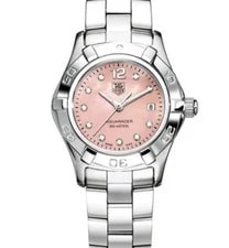 TAG Heuer — $3500 [N.] Tag Heuer Aquaracer Diamond Pink Dial WAF141A 7.25" — Watch — resale