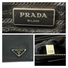 Excellent Condition Prada Triangle Logo Plate Hardware Leat 4