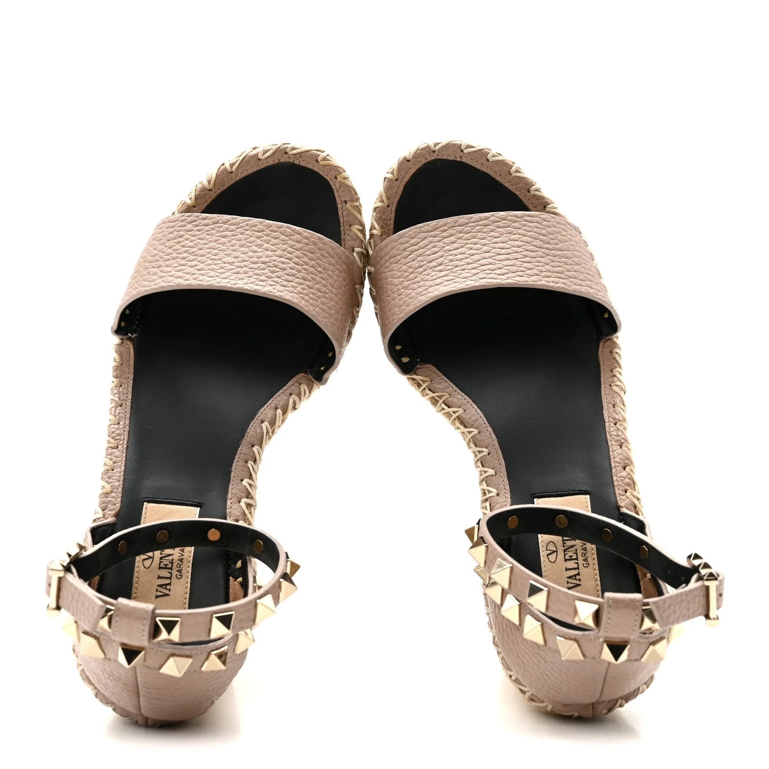 Grained Rockstud Ankle Strap Espadrille 15/105mm Wedge 35 Quartz 2