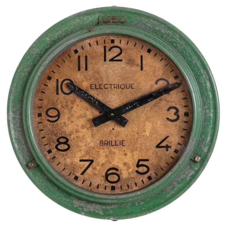 Brillie — Antique Industrial Electrique Brillie Factory Railway Wall Clock c.1930 — decorative_object — resale