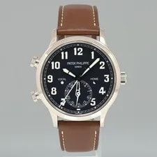 5524G Patek Philippe Blue Leather White Gold Travel Time 42mm 2