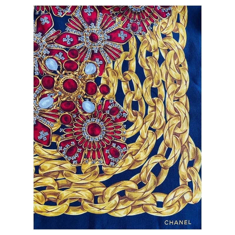 Chanel — Chanel Authentic Scarf, Gripoix Chains, Jewels — Accessory — resale