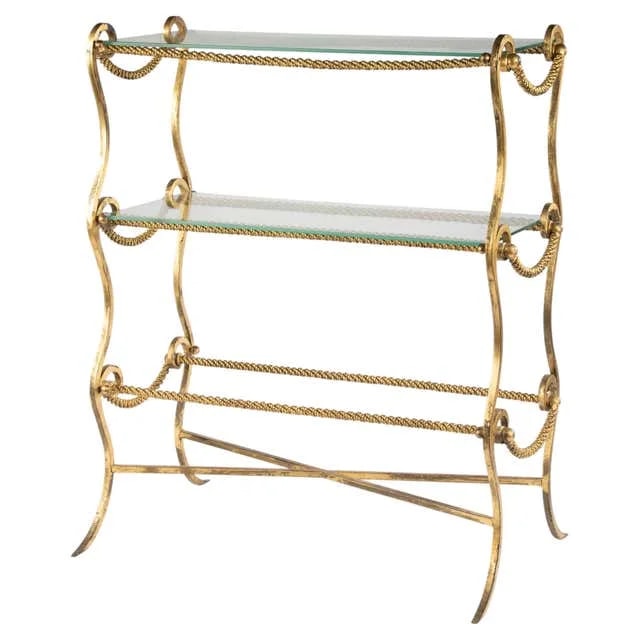 Mid-20th Century Side Table, Maison Jansen Style, Gilt Metal and Glass — Furniture — resale