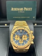Audemars Piguet — Audemars Piguet Royal Oak Chrono 41mm Blue Dial Yellow Gold Bracelet 26331BA — Watch — resale