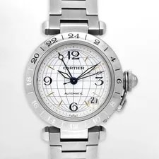 Cartier — Cartier Pasha C Gmt 2377 Automatic 35mm White Dial Date Stainless Steel — Watch — resale