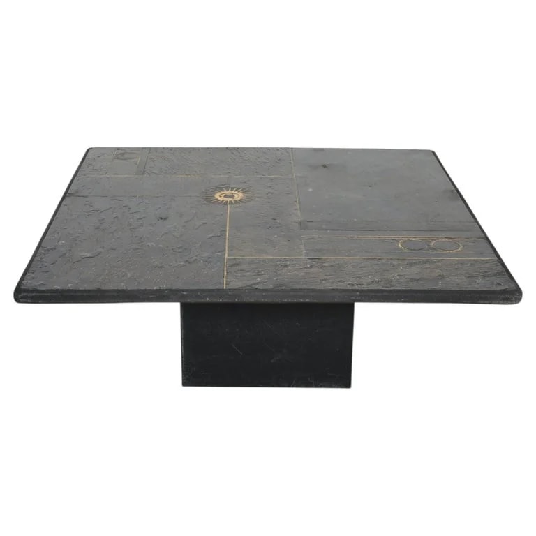 Paul Kingma — Paul Kingma Attr. Slate Stone Mosaic Coffee , Dutch 1970s — Furniture — resale