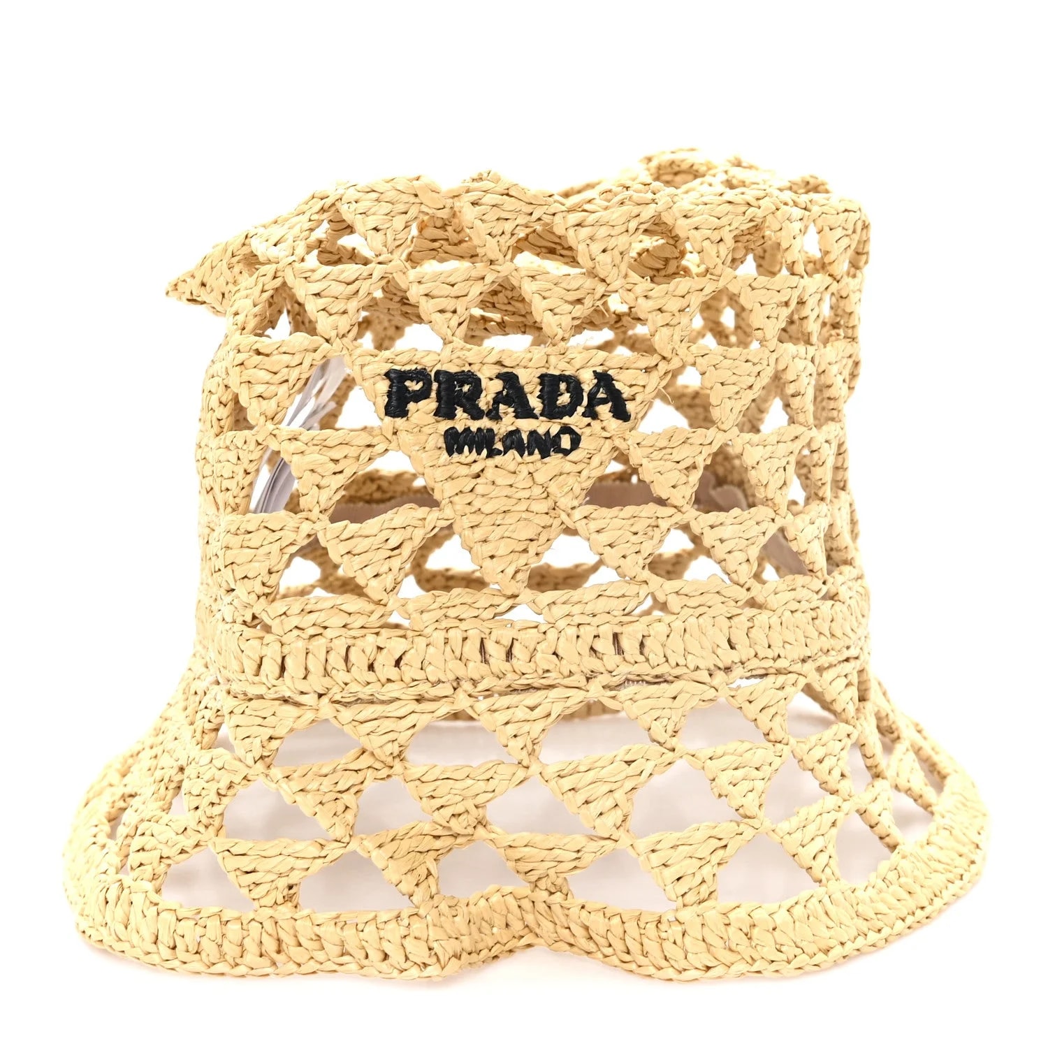 Effect Crochet Logo Embroidered Bucket Hat M Naturale 3