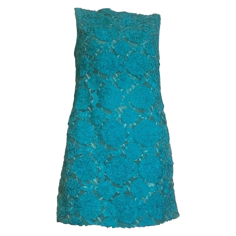 1960s Ribbon Lace on Tulle Sleeveless Mod Mini Shift Dress — Clothing — resale
