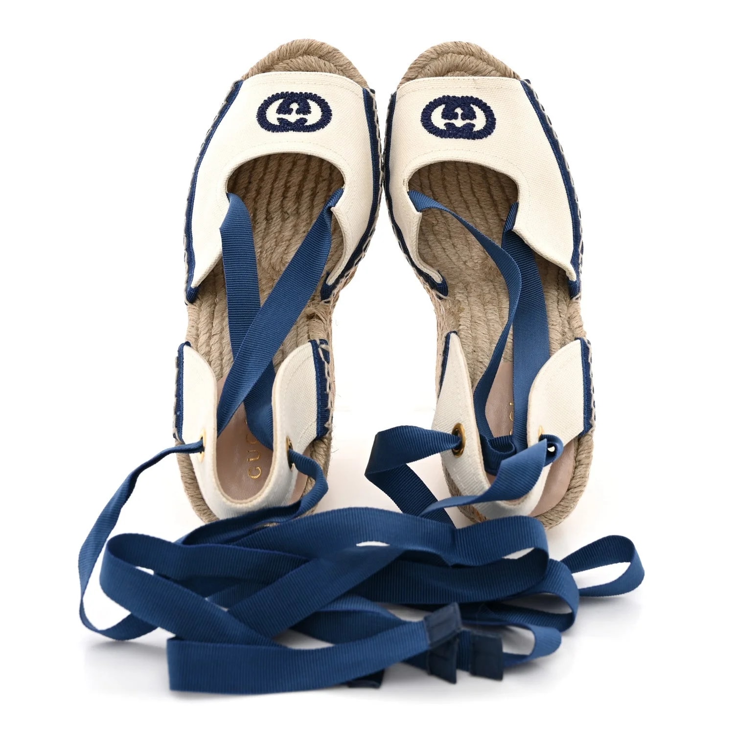 GG Ankle Wrap Platform Espadrille Wedges 37 Mystic Royale 2