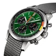 Breitling Top Time Ford Mustang Green Dial Brown Strap AB01762A1L1X1 4