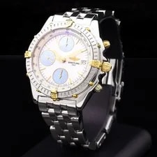 Breitling Chronomat Chronograph Steel Gold Mother of Pearl Dial B13050 Serviced 2