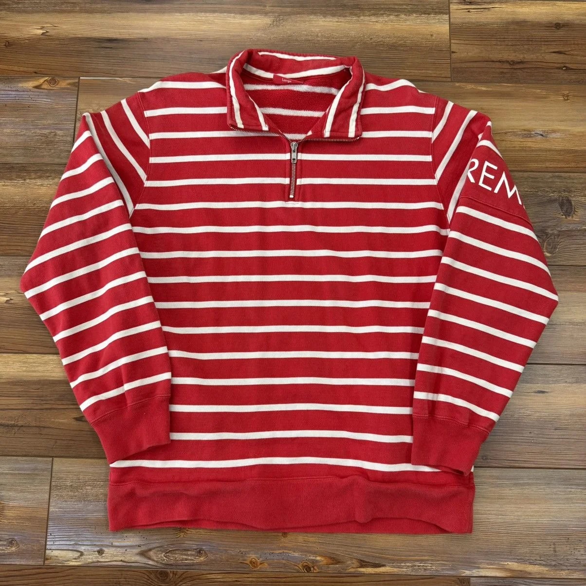Supreme — Supreme Striped Quarter Zip Sweatshirt — streetwear — resale