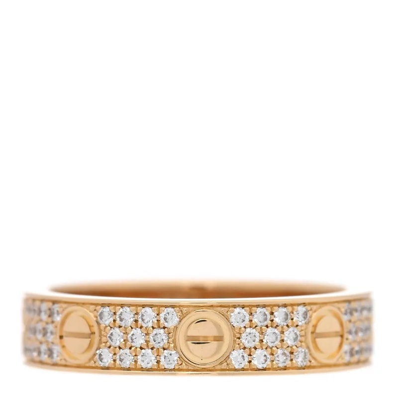 Cartier — 18K Yellow Gold 4mm Love Wedding Paved Band 49 5 — Jewelry — resale