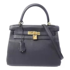 Noir — Hermes GHW Kelly 28 2 Way Togo — Handbag — resale