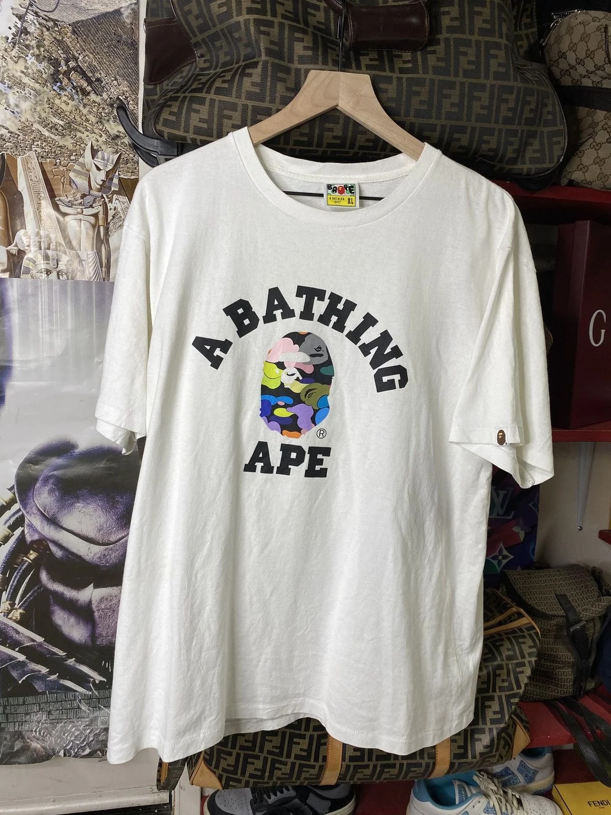 A Bathing Ape Multi Camo Bape College Tee Fits Large — streetwear — resale