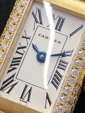 Cartier Tank WB300131 / 828006 Yellow Gold / Yellow Gold Leather Diamond #TW3431 4