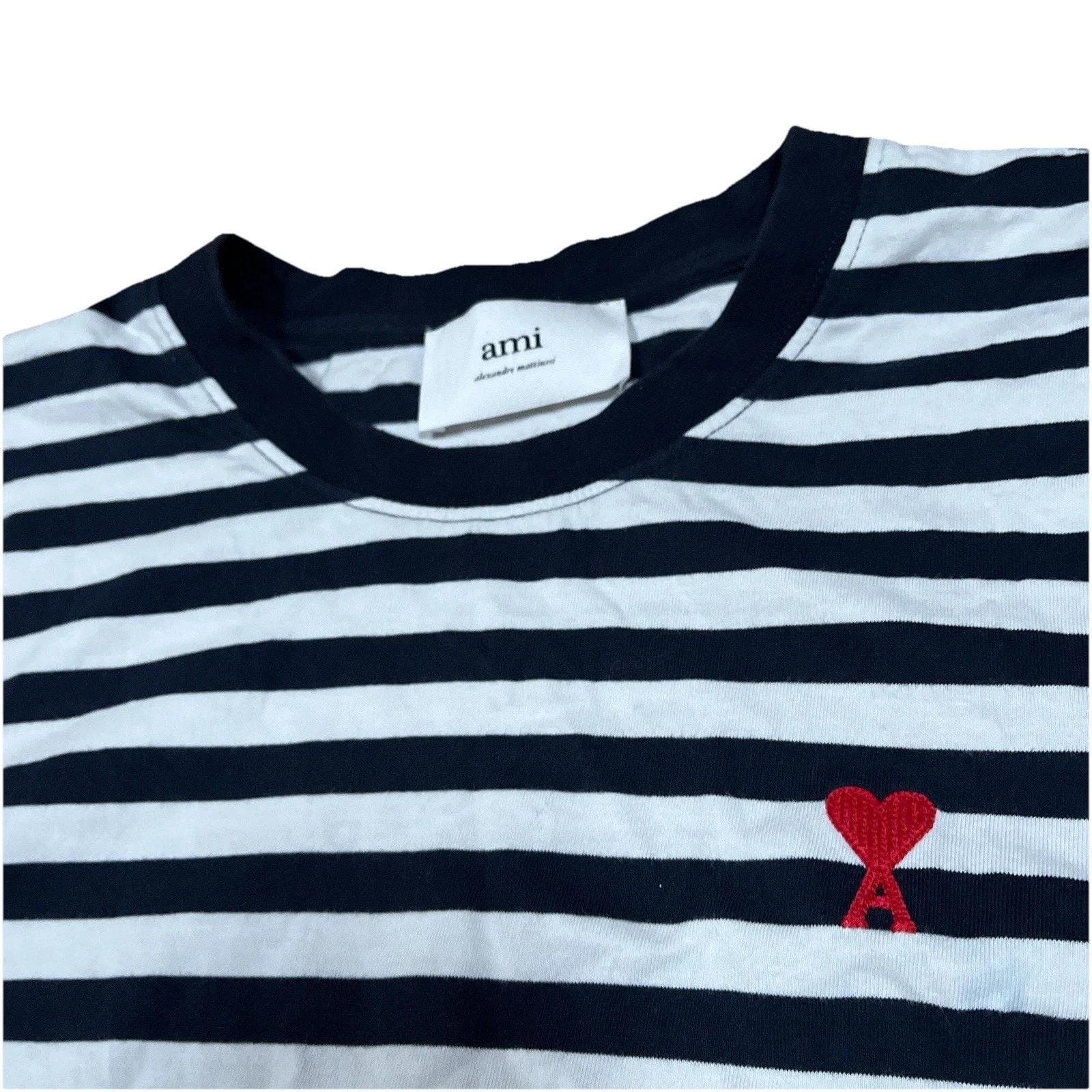 Alexandre — AMI Alexandre Mattiussi Heart Stripe T-Shirt See Note — streetwear — resale