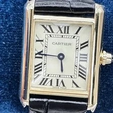 Cartier Tank Louis Square 18K Gold 12 Hour Quartz Leather Black 2