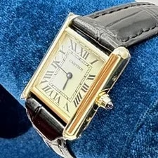 Cartier Tank Louis Square 18K Gold 12 Hour Quartz Leather Black 3