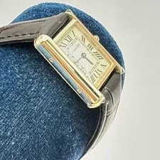 Cartier Tank Louis Square 18K Gold 12 Hour Quartz Leather Black 4