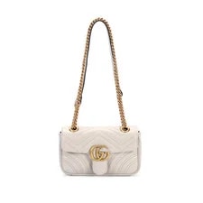 Gucci — Gucci GG Marmont Double G Logo Studded Spring Clip Flap V Quilted Mini — Handbag — resale
