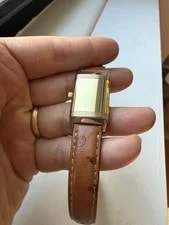 Jaeger-LeCoultre Reverso Quartz Swiss Rectangular White Dial Brown Leather 4
