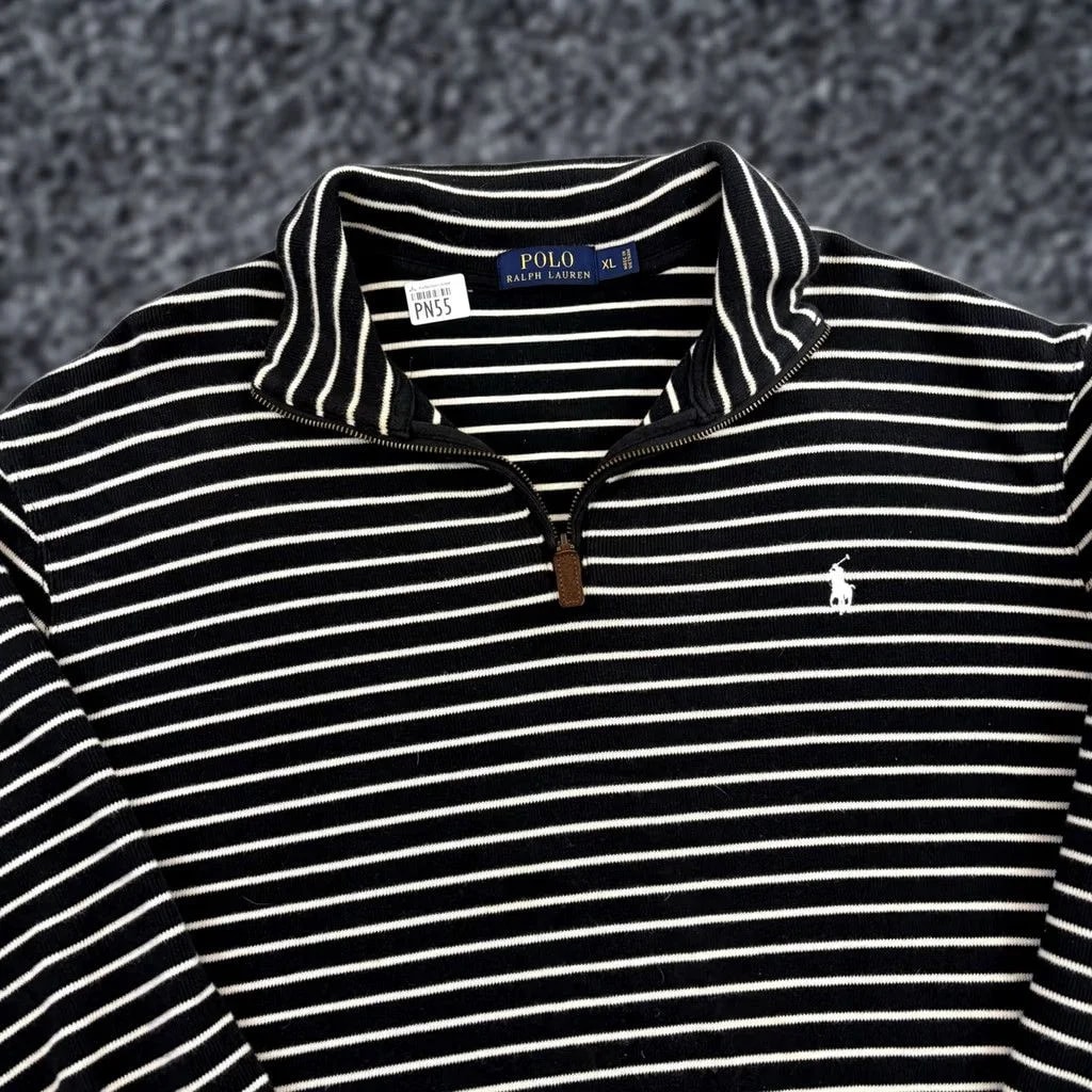 Polo Ralph Lauren — Polo Ralph Lauren Sweater XL 1/4 Zip Mock Neck Stripe Pullover — streetwear — resale