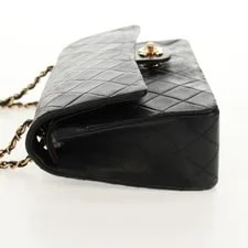 Chanel Matelasse 25 Double Flap Chain Lamb Skin CC Auth 158003SAV 4
